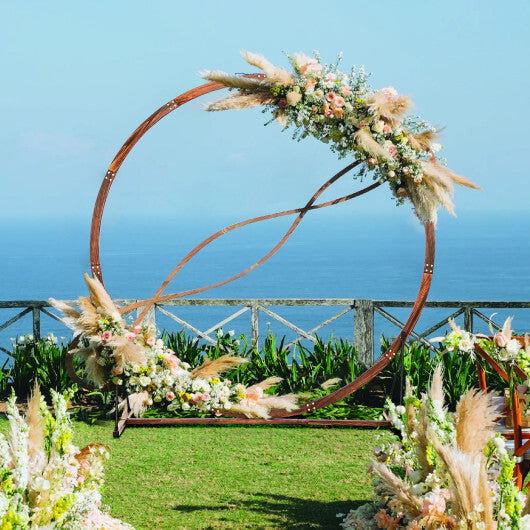 Wooden Wedding Arch Solid Wood Arbor Backdrop Stand for Wedding Ceremony-Heptagon
