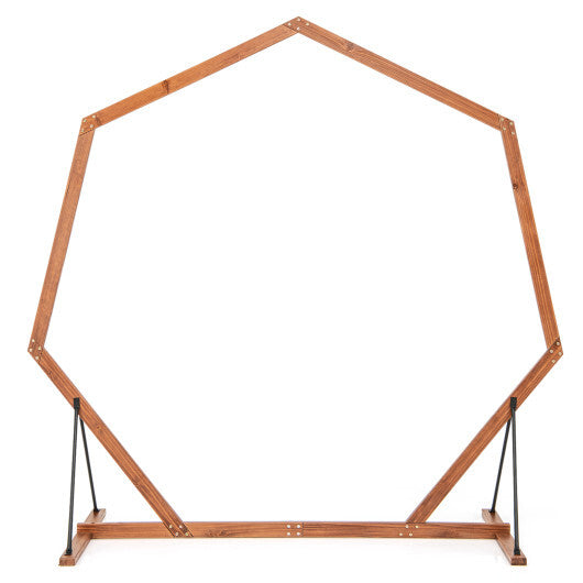 Wooden Wedding Arch Solid Wood Arbor Backdrop Stand for Wedding Ceremony-Round