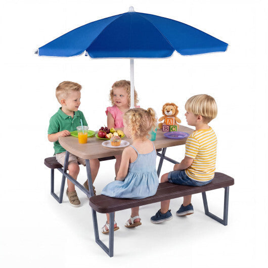 Kids Picnic Table with Benches Seats up to 4-Brown