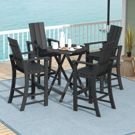 Tall Adirondack Chair Outdoor Bar Stool with Ergonomic Backrest for Backyard-Blue
