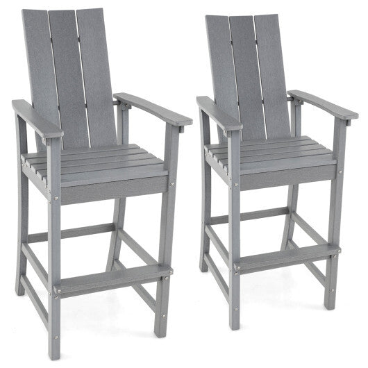 Tall Adirondack Chair Outdoor Bar Stool with Ergonomic Backrest for Backyard-Blue