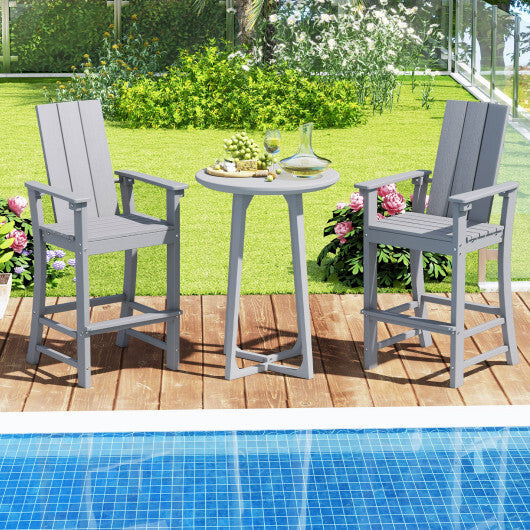 Tall Adirondack Chair Outdoor Bar Stool with Ergonomic Backrest for Backyard-Blue