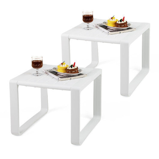 Weather Resistant Adirondack Outdoor Side Table Set of 2-Blue