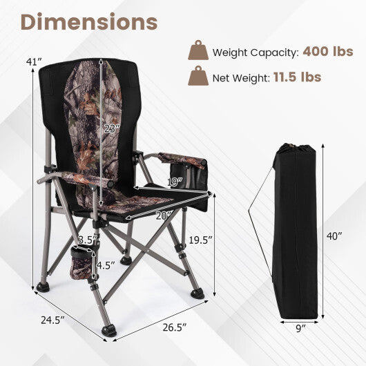 Portable Camping Chair with 400 LBS Metal Frame and Anti-Slip Feet