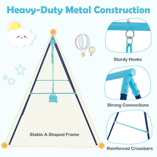 Outdoor Heavy Duty Metal Toddler Swing Set with Stand-Orange