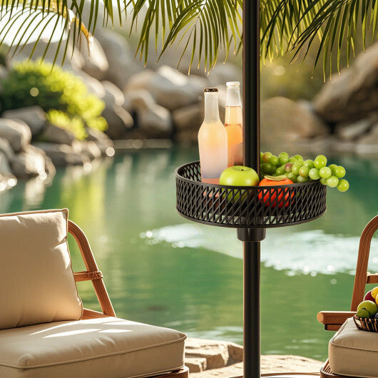$37 Only! Adjustable Patio Umbrella Table Tray with Storage and Umbrella Poles