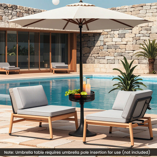 $37 Only! Adjustable Patio Umbrella Table Tray with Storage and Umbrella Poles