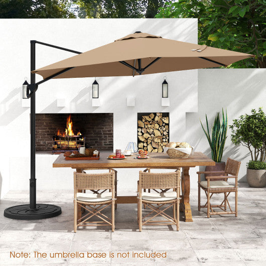9 FT Cantilever Patio Umbrella with Vented Top and Sun-Protective Canopy-Beige