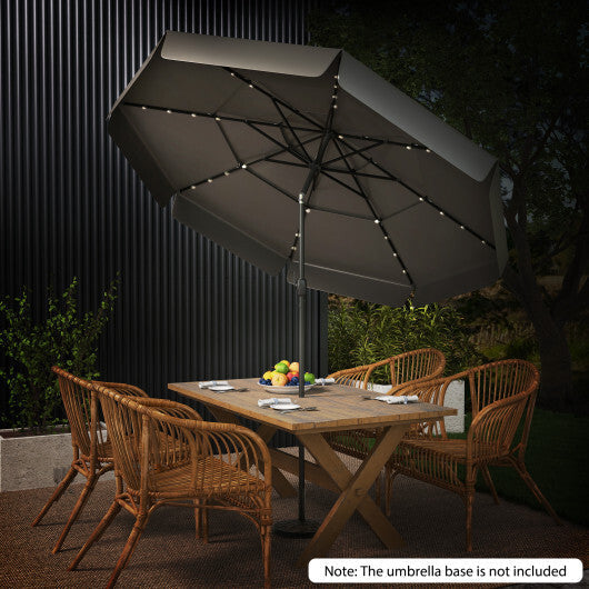 10 Feet Solar Patio Umbrella with 3-Tier Vented Top-Beige