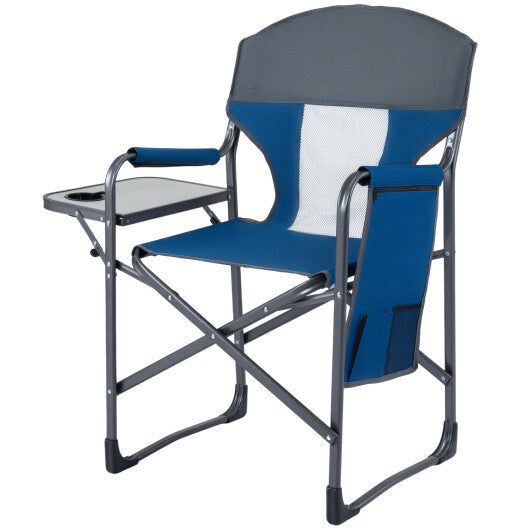 Folding Camping Chair with Cup Holder and Storage Pocket-Black