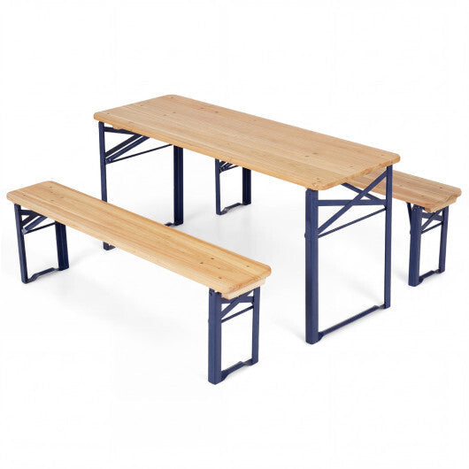 43.5 Inch Folding Kids Picnic Table & Bench Set No Assembly Wooden Toddler Table-Red