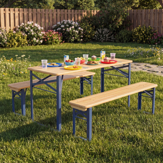 43.5 Inch Folding Kids Picnic Table & Bench Set No Assembly Wooden Toddler Table-Red