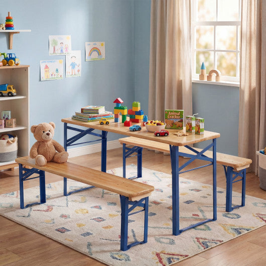 43.5 Inch Folding Kids Picnic Table & Bench Set No Assembly Wooden Toddler Table-Red