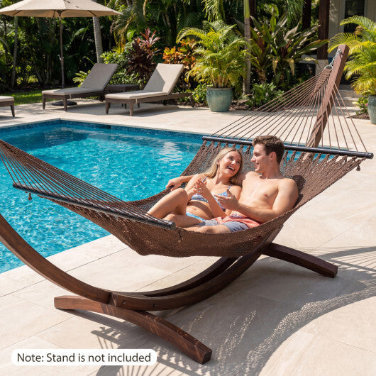 Caribbean Hammock with Spreader Bar for Patio Poolside-Khaki