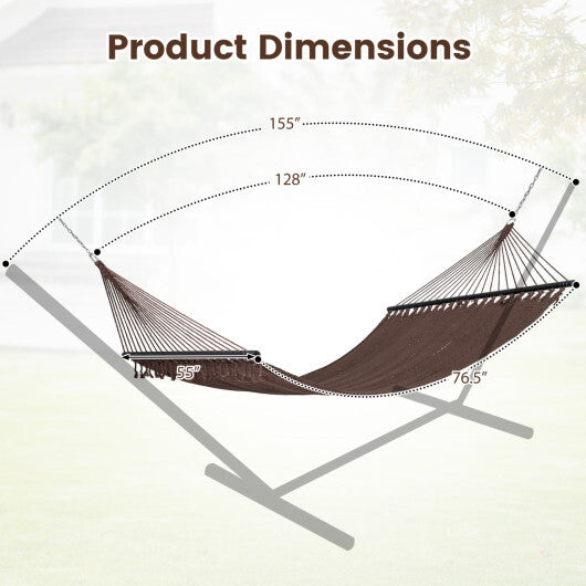Caribbean Hammock with Spreader Bar for Patio Poolside-Khaki