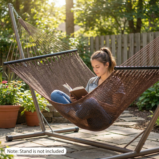 Caribbean Hammock with Spreader Bar for Patio Poolside-Khaki