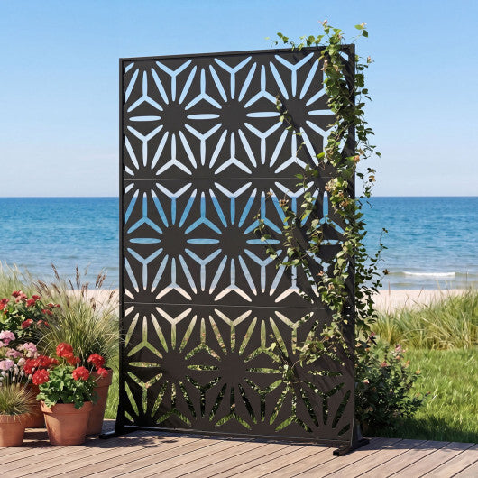 72"H x 48"W Freestanding Fence Panel with Stand and Expansion Bolts-Black