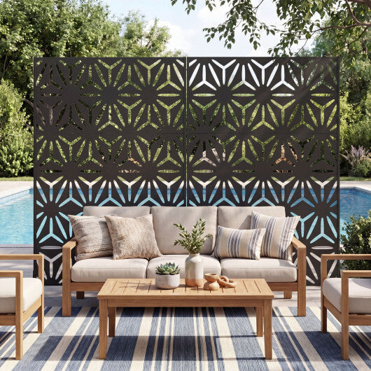 72"H x 48"W Freestanding Fence Panel with Stand and Expansion Bolts-Black