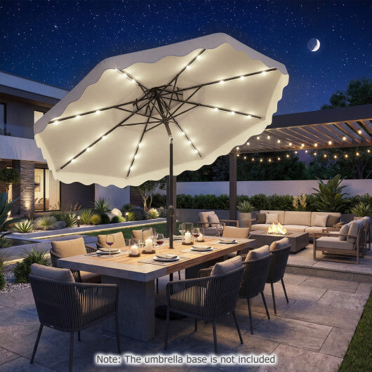 10 FT Solar LED Patio Umbrella for Deck and Pool-Beige
