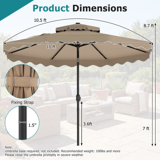 10 FT Solar LED Patio Umbrella for Deck and Pool-Beige
