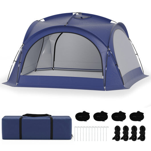 Beach Tent for 12-15 People Easy Setup Dome Canopy Tent with 4 Removable Zippered Sidewalls-Blue