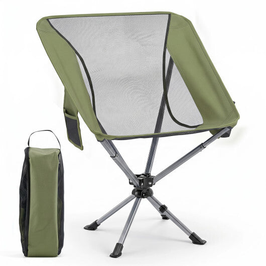 360 Swivel Camping Chair with Cup Holder and Side Pocket for Beach Support 300 LBS-Blue