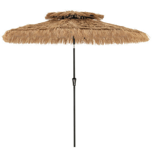 10FT and 2-Tier Tiki Patio Umbrella with 8 Ribs-Brown