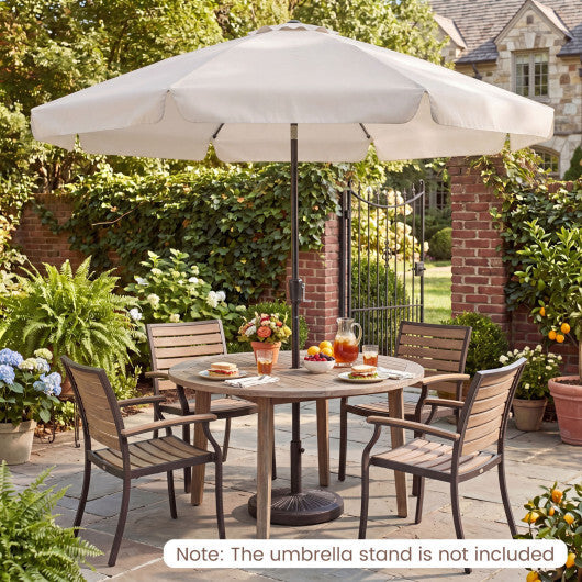 10 FT Scalloped Patio Umbrella with Push Button Tilt and 8 Fiberglass Ribs-Brown
