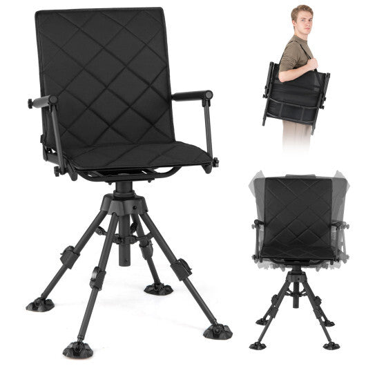 360 Silent Swivel Hunting Seat with 5-Level Adjustable-Black