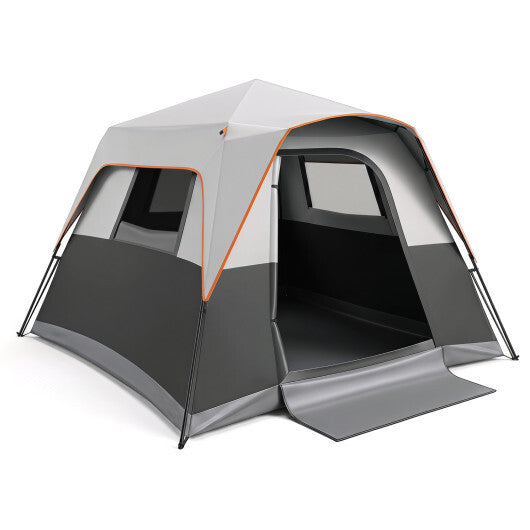 6-Person Outdoor Camping Tent Blackout Easy Setup Instant Cabin Tent with Rainfly and Carrying Bag-Grey