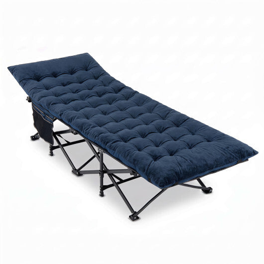 Camping Cot for Adults with Soft Padded Mat and Carrying Bag-Navy