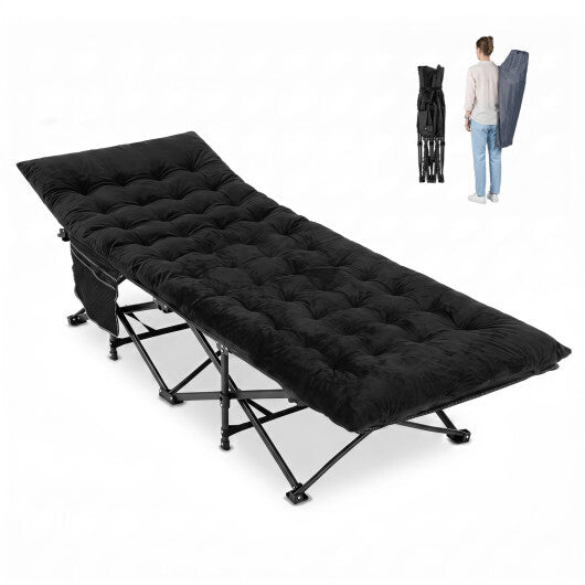 Camping Cot for Adults with Soft Padded Mat and Carrying Bag-Navy