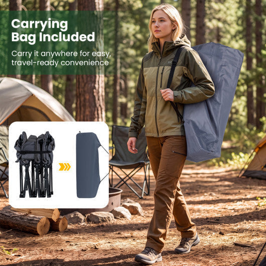Camping Cot with  Padded Pillow and Storage Pouch for Camping Travel-Gray