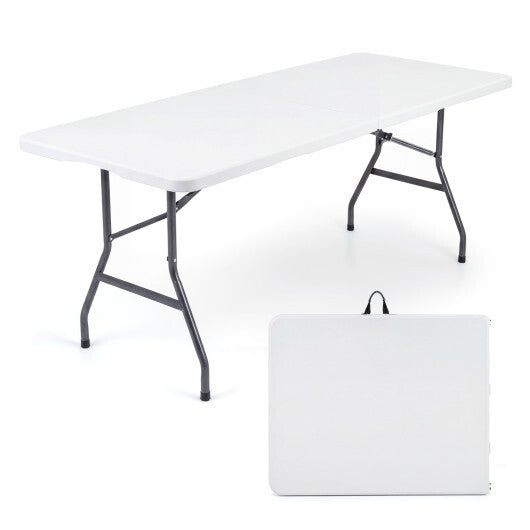 6 FT Plastic Fold-in-Half Camping Table-White