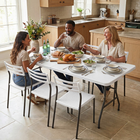 6 FT Plastic Fold-in-Half Camping Table-Coffee