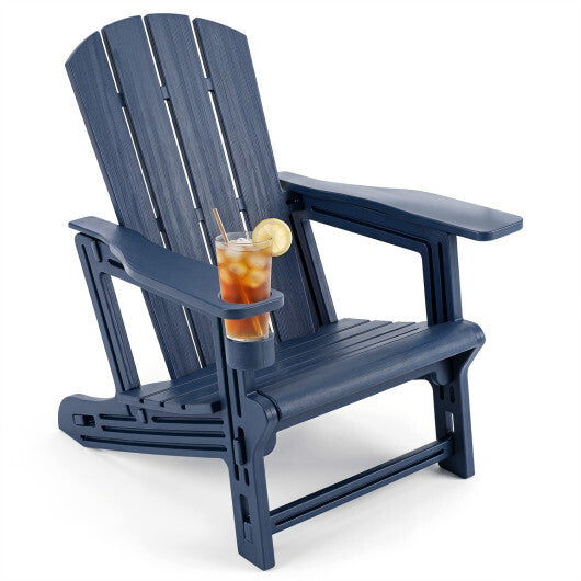 HDPE Adirondack Chairs with Realistic Wood Grain for Backyard Lawn-Black