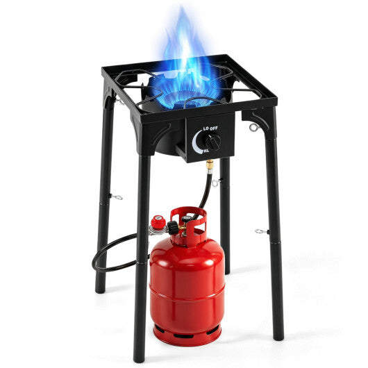 1 Burner Propane Stove 80000 BTU with Adjustable Regulator and Hose for Camping BBQ-Black