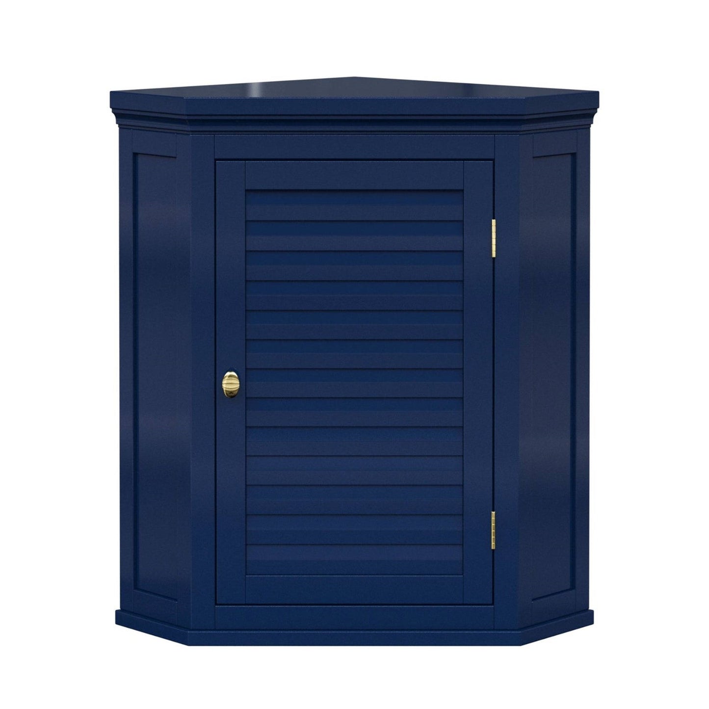 Navy Wall Mounted Corner 1-Door Louvered Bathroom Wall Cabinet