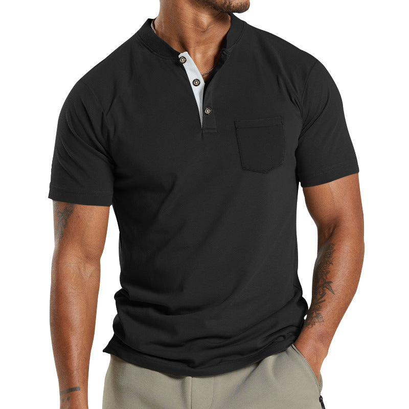 Plus Size Men's Short Sleeve Sleeve Button Pocket