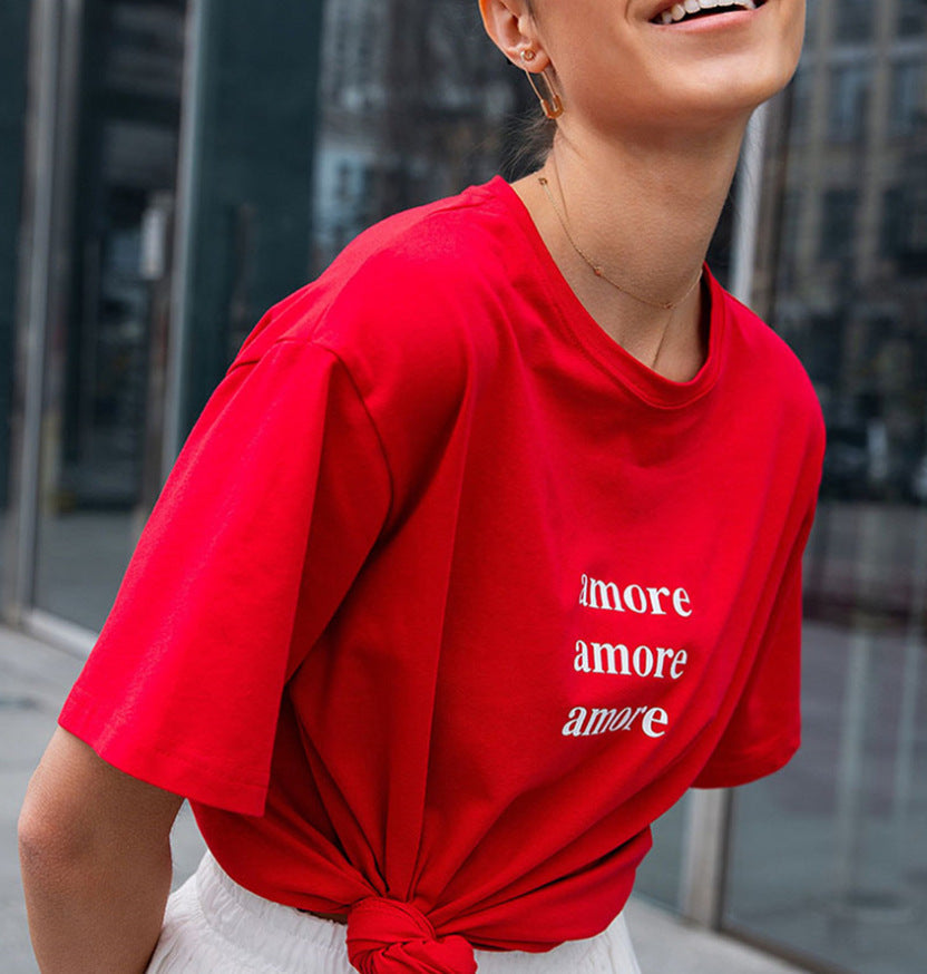 Oversized White T-shirt With Women's Print