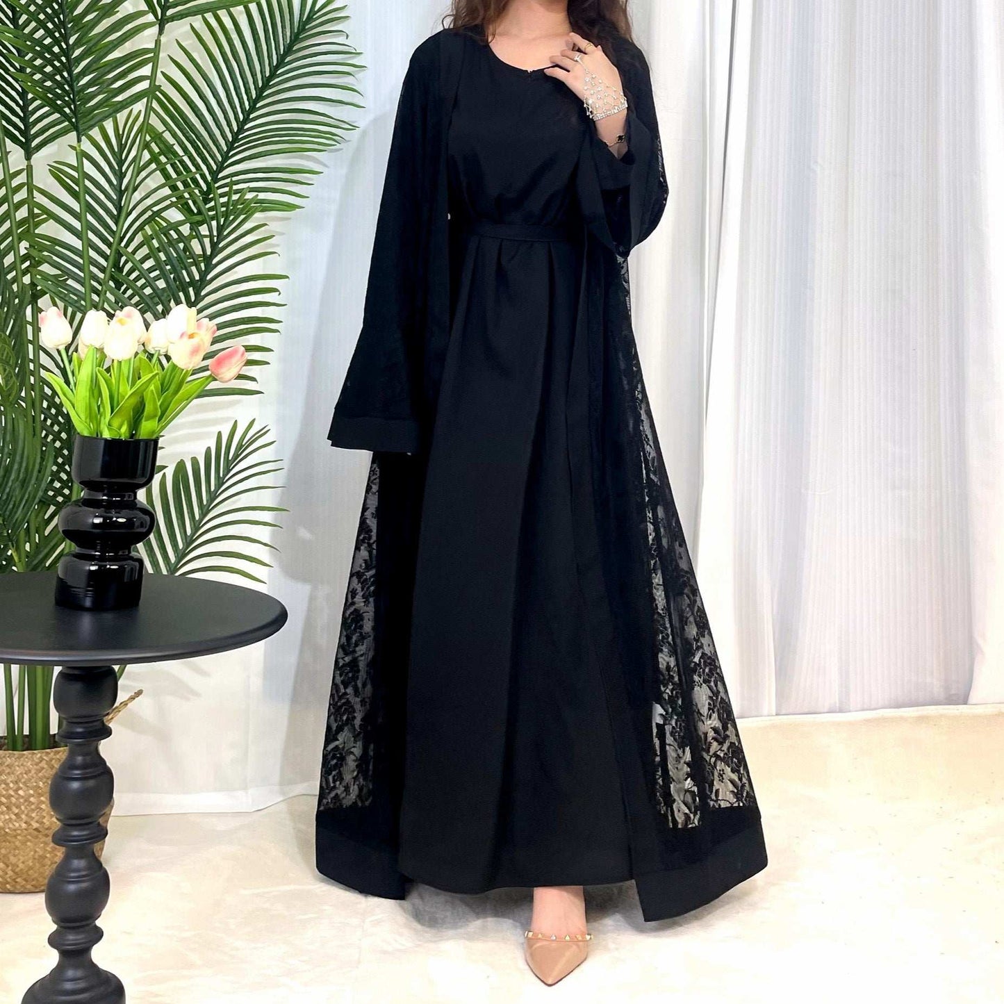 Muslim Fashion Women's Traditional Dress Lace Robe