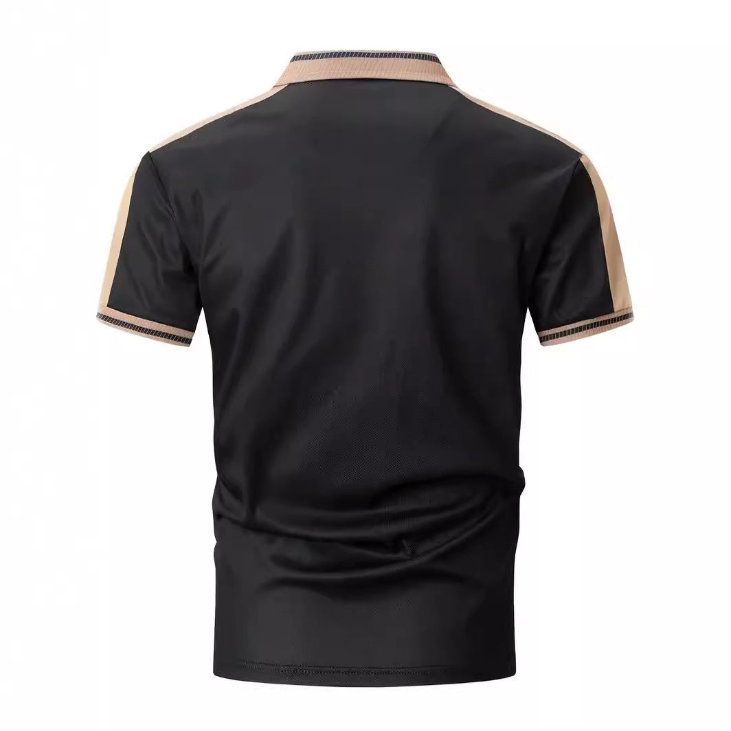 New European And American Men's Daily Casual Printing Lapel Short Sleeve