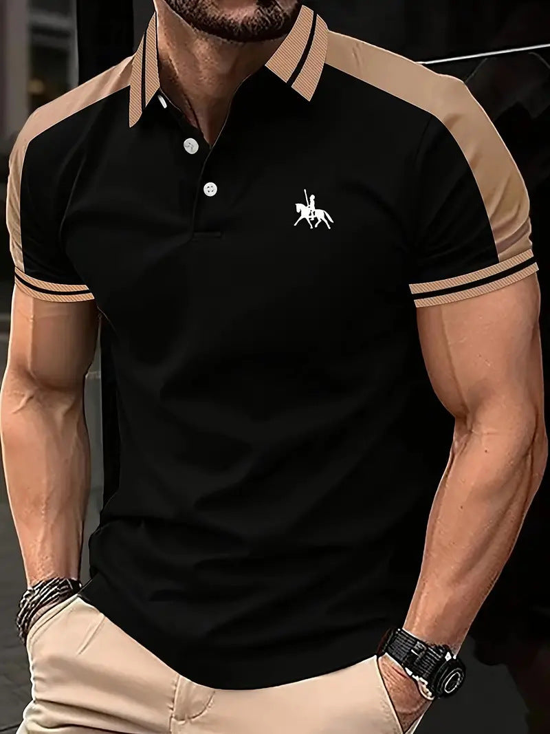New European And American Men's Daily Casual Printing Lapel Short Sleeve