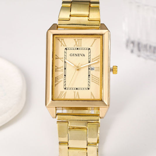 Men's Retro Simple Stylish Square Dial Calendar Quartz Watch