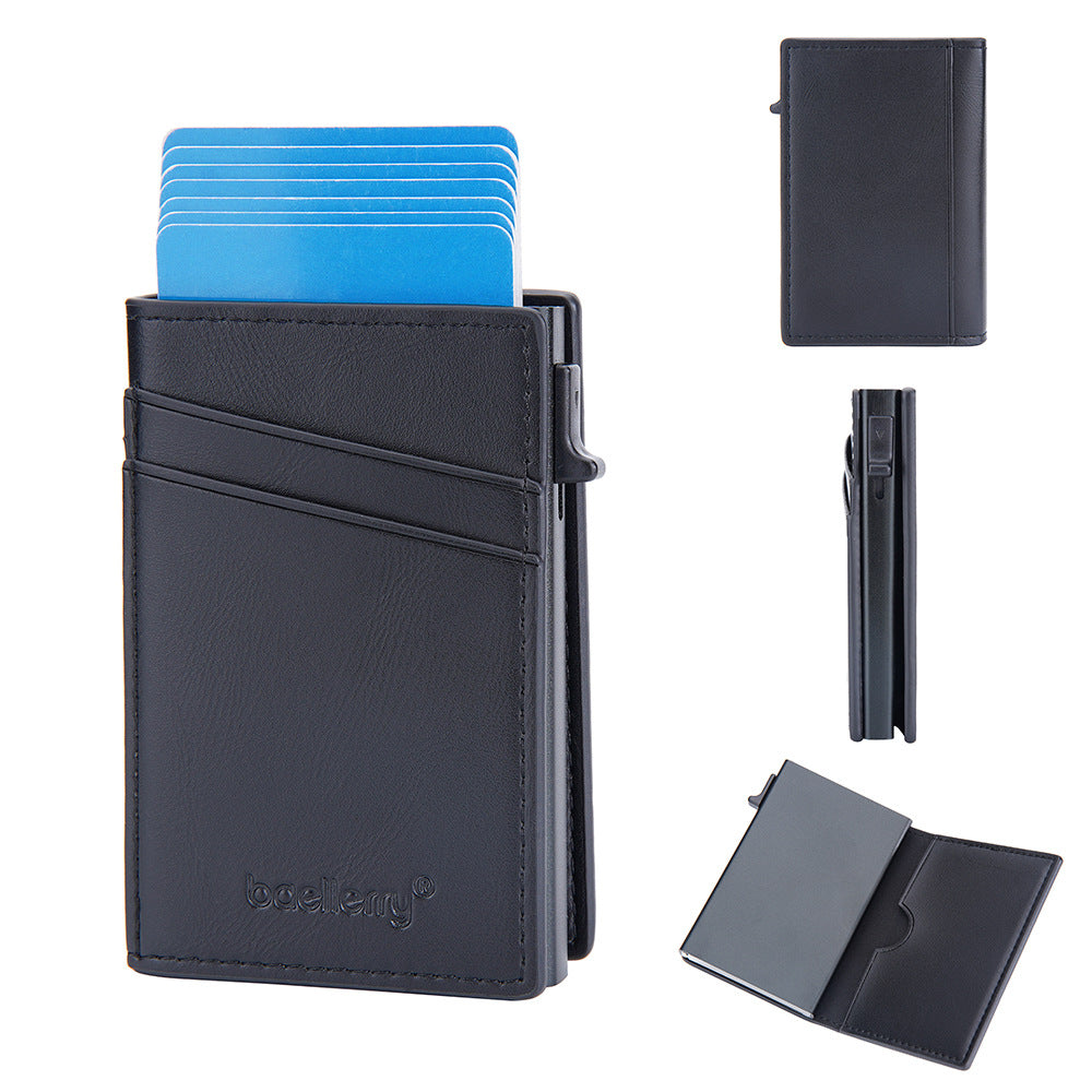 Simple Side Push Aluminum Box Card Holder Men