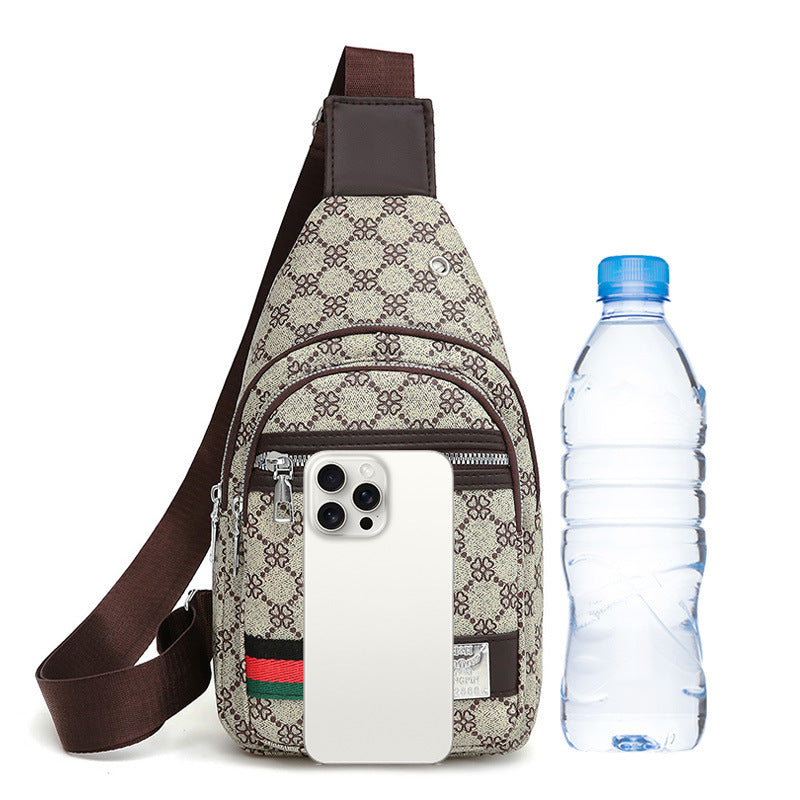 New Contrast Color PU Soft Leather Casual Chest Bag Men And Women Crossbody Tide Travel Fashion Small Backpack