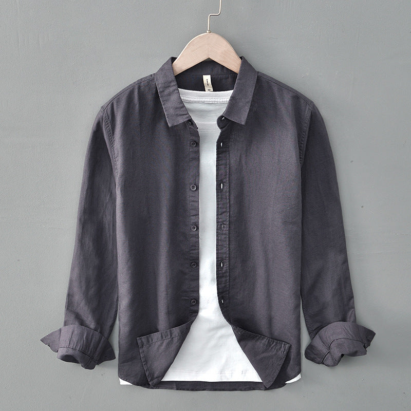Spring And Summer Cotton Linen Long Sleeve Blouse Boys Niche
