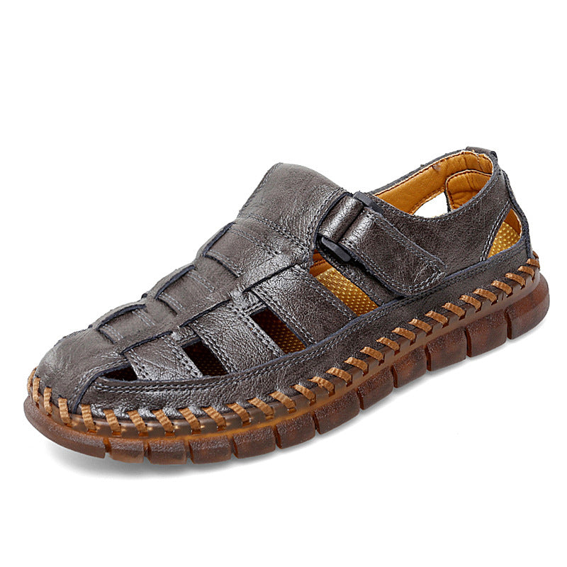 Plus Size Men's Beach Sandals Retro Hollow Out