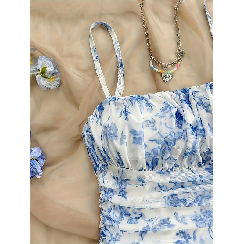 Women's Fashion Personalized French Floral Strap Dress