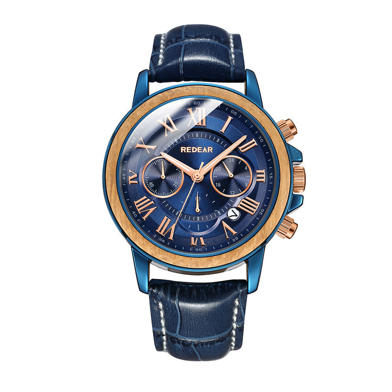 Alloy Room Wooden Watch Men Wholesale Multi-functional Chronographe Non-mechanical Watch